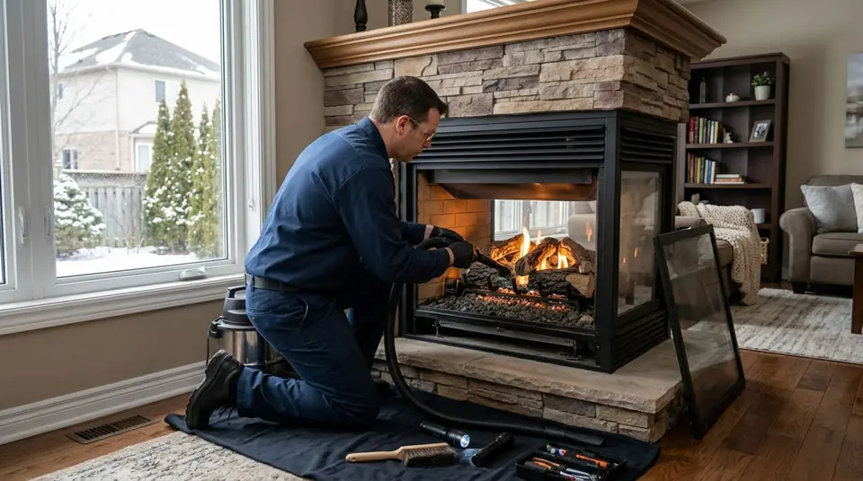 Gas Fireplace Maintenance service for a chimney system
